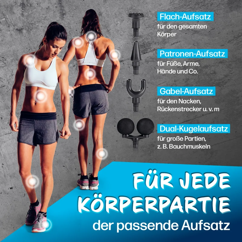 Mini Massage Gun mit 4 Aufsätzen