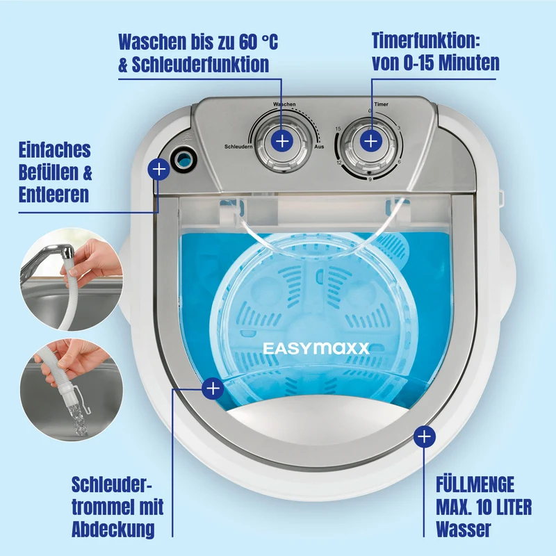 Mini-Waschmaschine - 260 Watt - weiß/blau