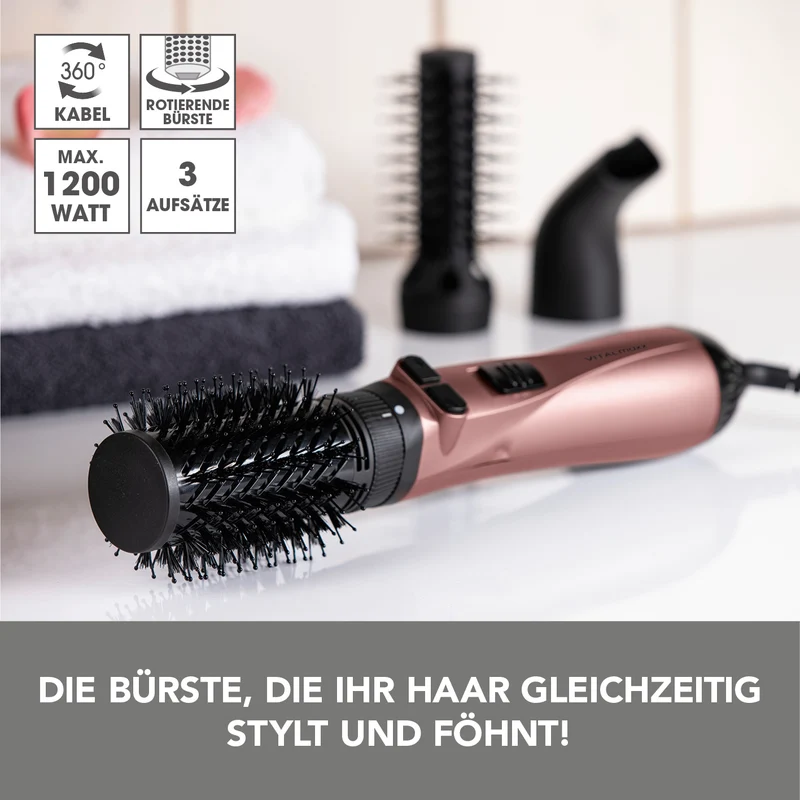 Stylingbürste - 3 Aufsätze - anthrazit/rosegold