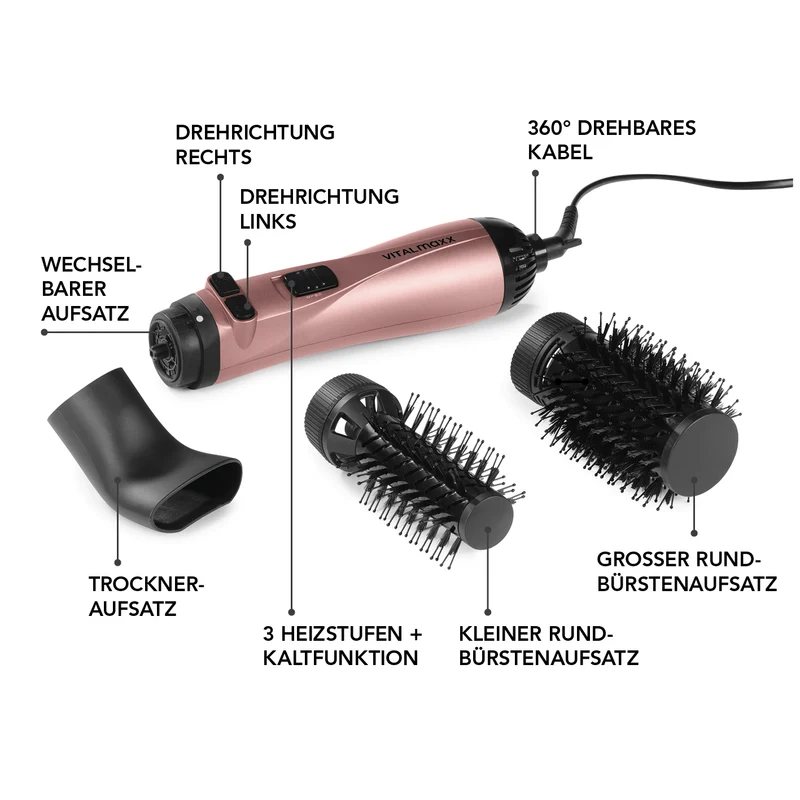 Stylingbürste - 3 Aufsätze - anthrazit/rosegold