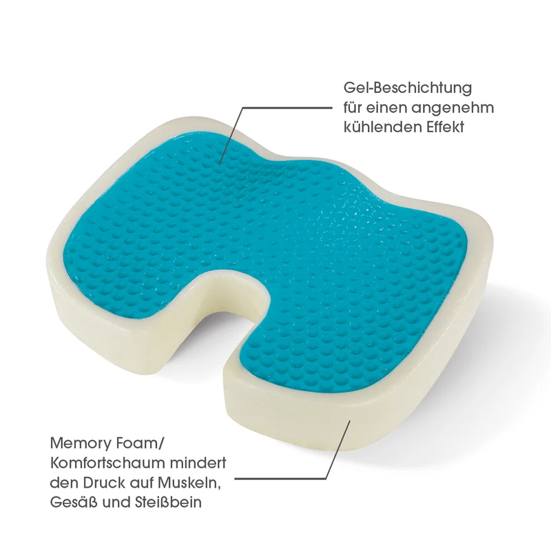 Ergonomisches Gel-Sitzkissen inkl. Fleecebezug - grau