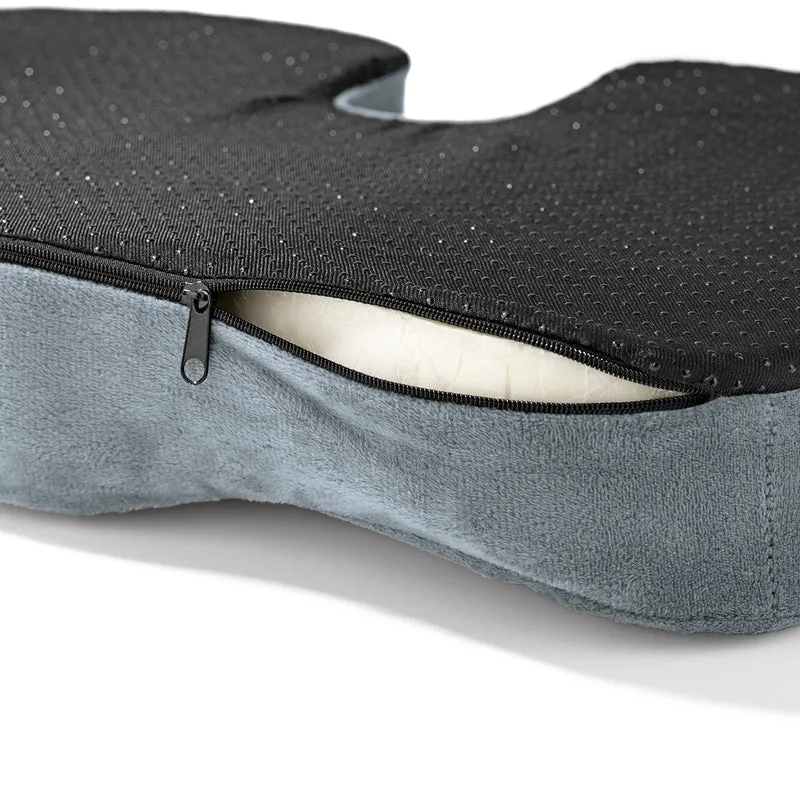 Ergonomisches Gel-Sitzkissen inkl. Fleecebezug - grau