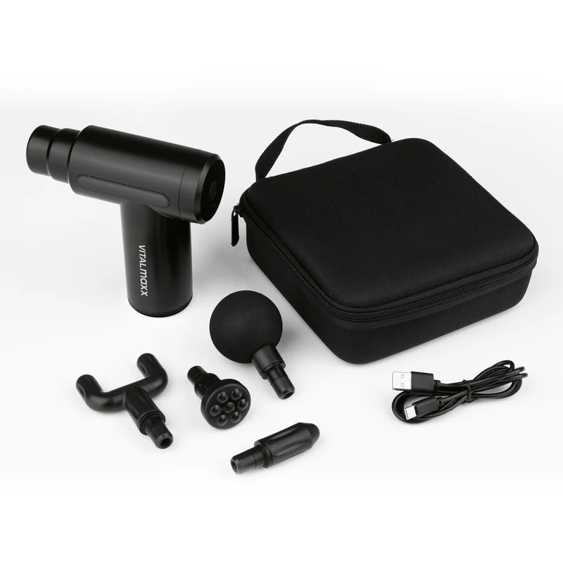 Massage Gun - 4 verschiedene Aufsätze - schwarz