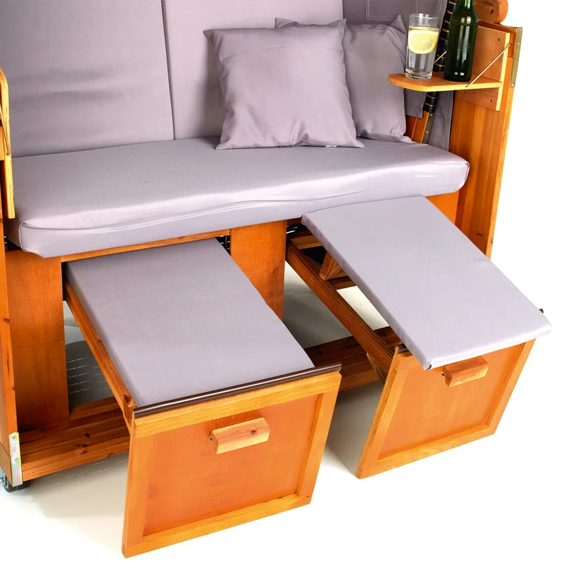 2-Sitzer-Strandkorb (Ostsee) - 120 x 80 x 160cm - grau/braun