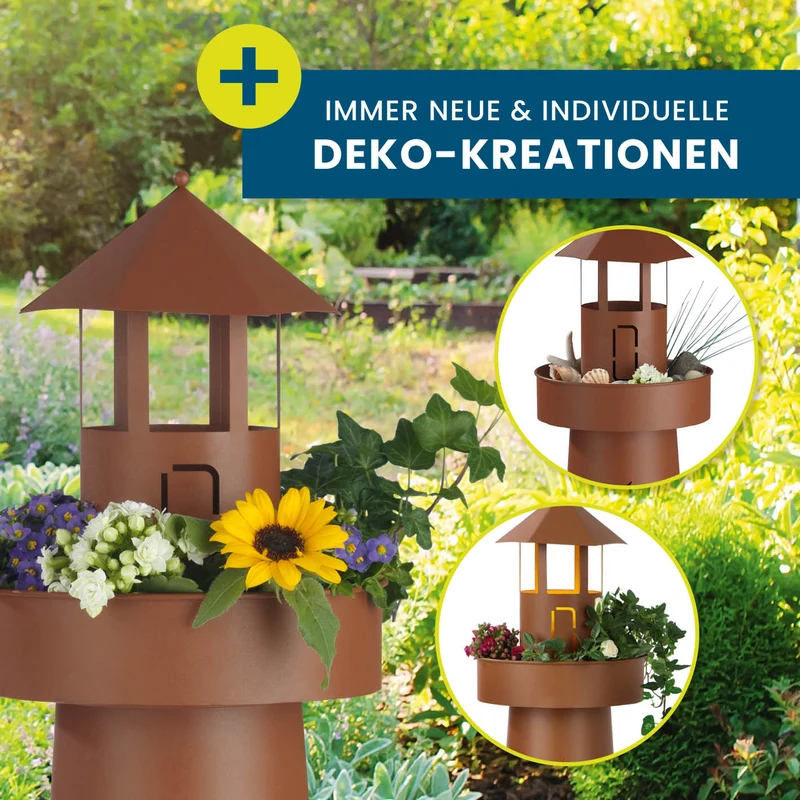 LED Deko-Leuchtturm in Rost-Optik