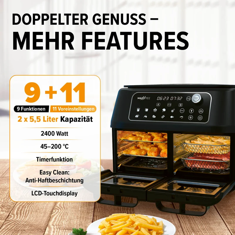 Doppelkammer-Heißluftfritteuse