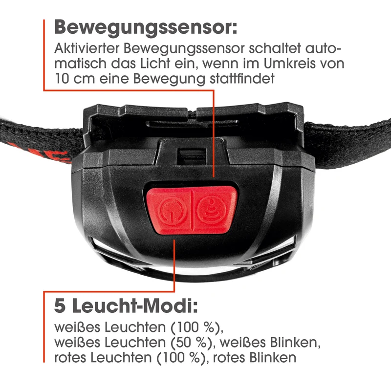 Stirnlampe - schwarz/rot
