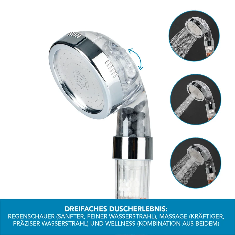 Duschkopf Spa - Mit Mineralperlen & 3 Wasserstrahl-Modi - 344 Düsen