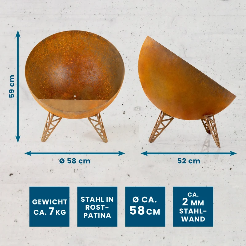 Feuerschale in Rost-Patina - Ø 58 cm