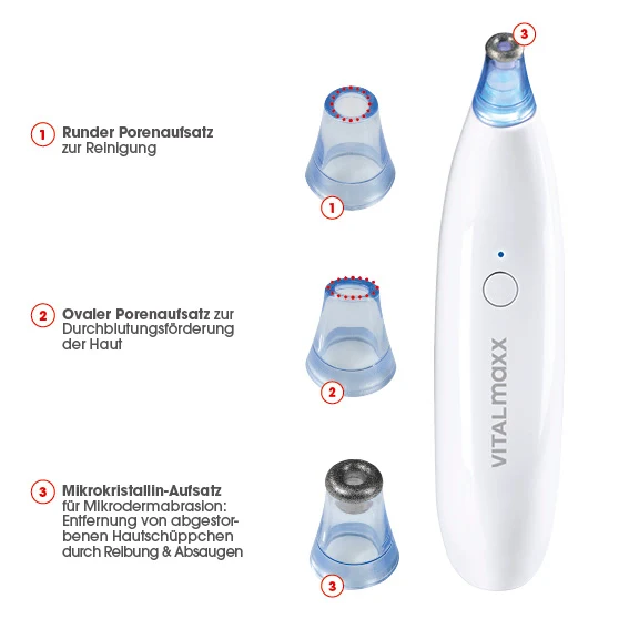 Porenreiniger 5-tlg. mit Aufsatz für Mikrodermabrasion