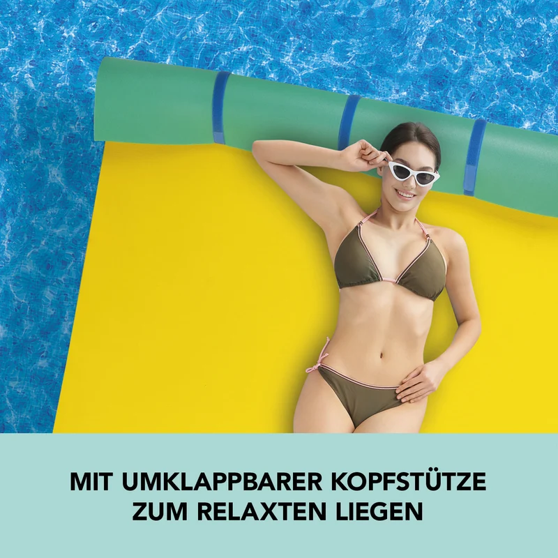 Wassermatte XXL - 270 x 180cm - Belastbar bis 300 kg - gelb/türkis