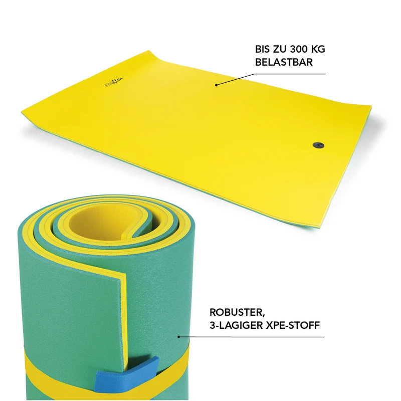 Wassermatte XXL - 270 x 180cm - Belastbar bis 300 kg - gelb/türkis