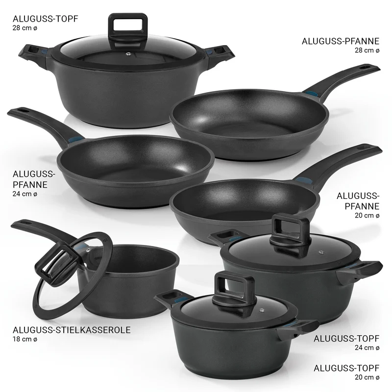 Aluguss-Topf- und Pfannen-Set - 11-teilig