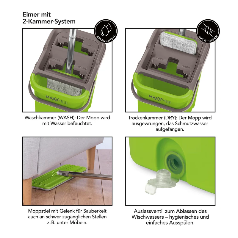 Komfort-Mopp Smart 7,5 l - Eimer mit 2-Kammer-System - limegreen