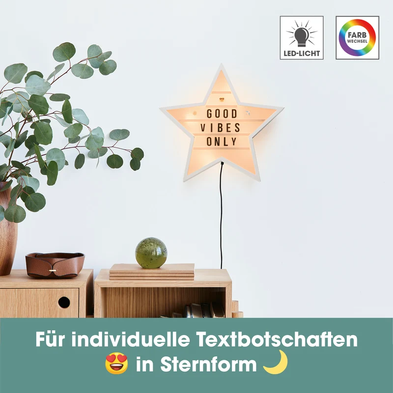 LED-Leuchtkasten Stern - 173 Buchstaben & 150 Moodjis