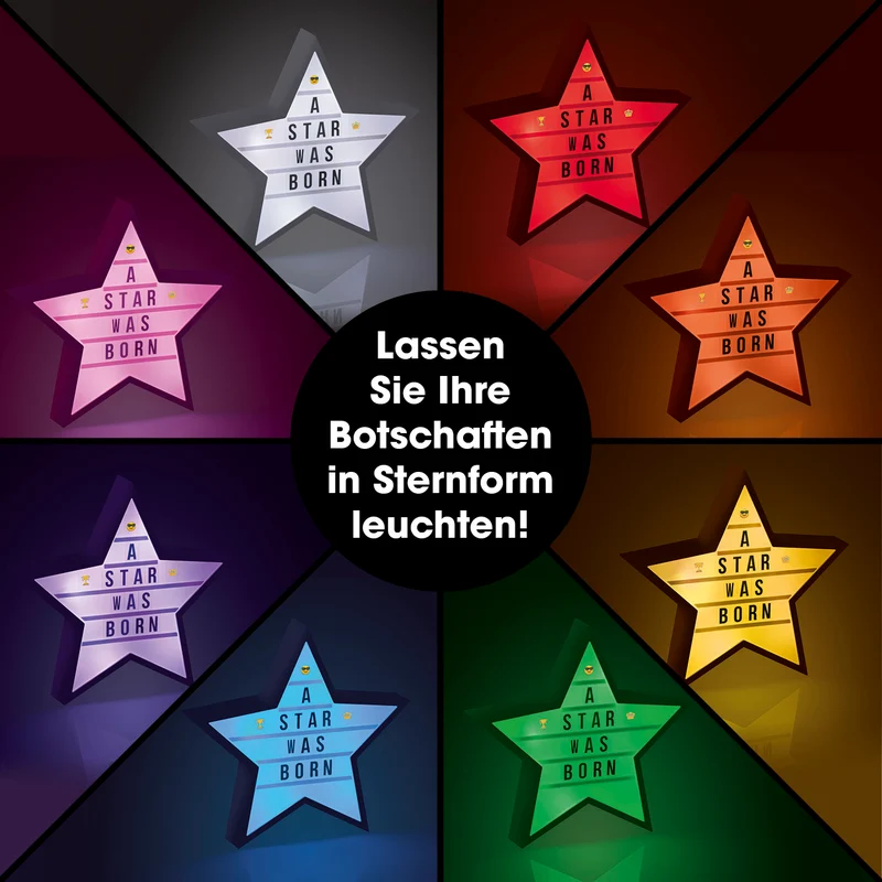 LED-Leuchtkasten Stern - 173 Buchstaben & 150 Moodjis