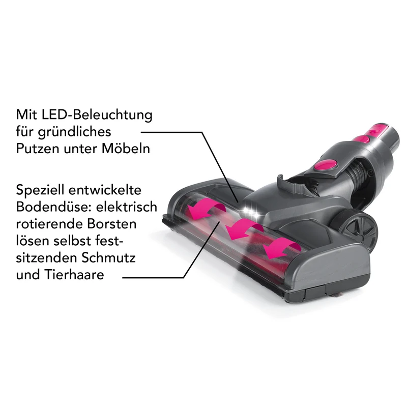 Akku-Zyklon-Staubsauger - Verlängerungsrohr auf bis ca. 80 cm - anthrazit/pink