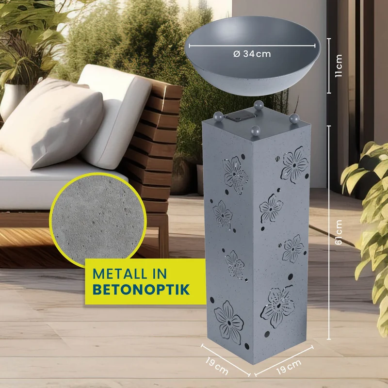LED Pflanzsäule "Blume" in 3D Beton-Optik