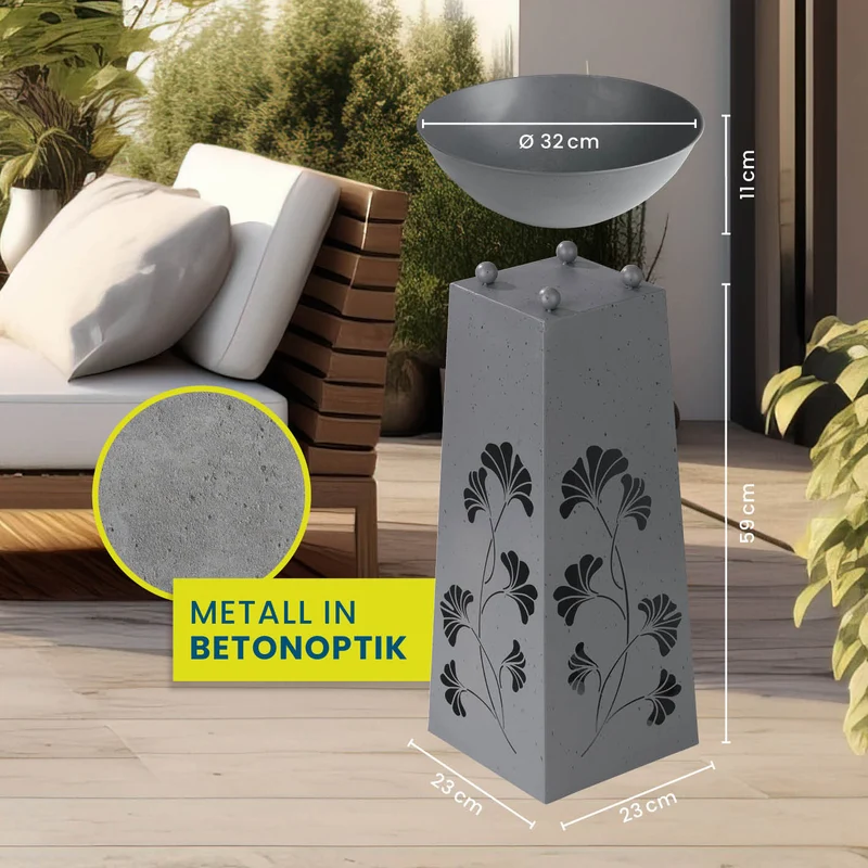 LED Pflanzsäule in Beton-Optik - 23 x 23 x 70 cm