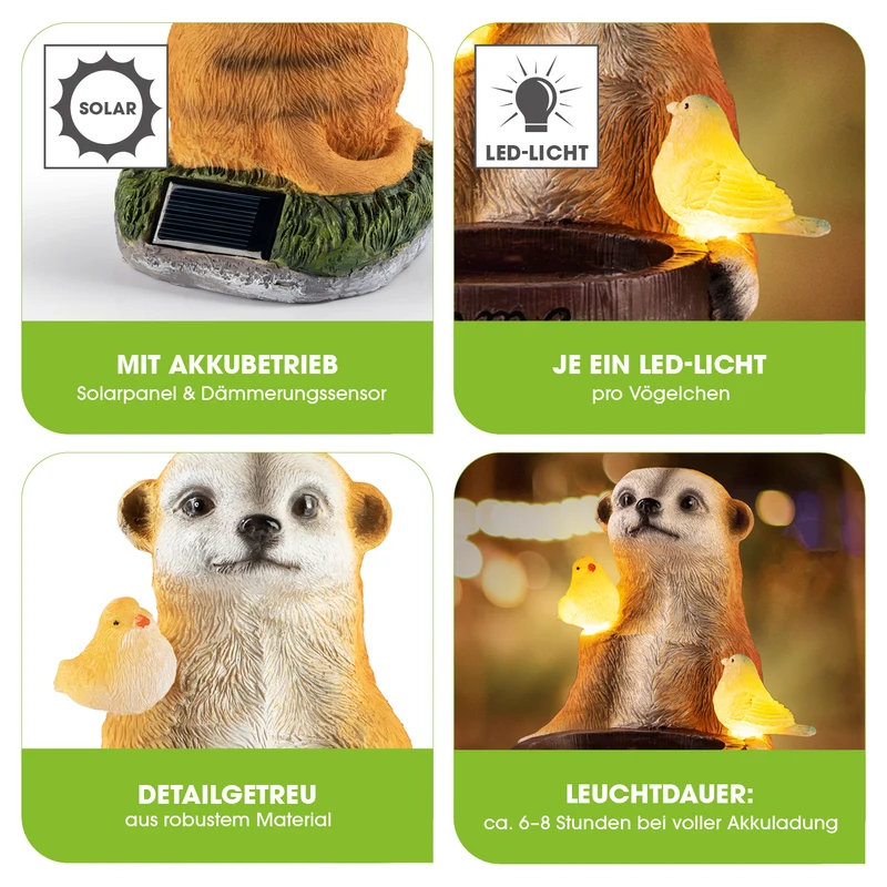 Solarleuchte Erdmännchen als Vogeltränke