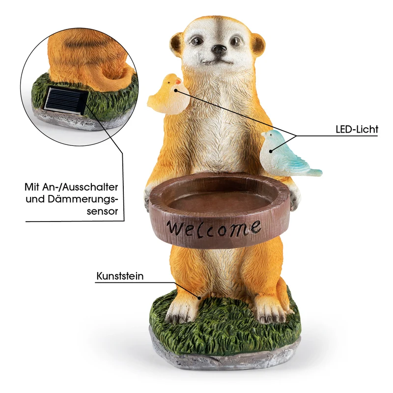 Solarleuchte Erdmännchen als Vogeltränke