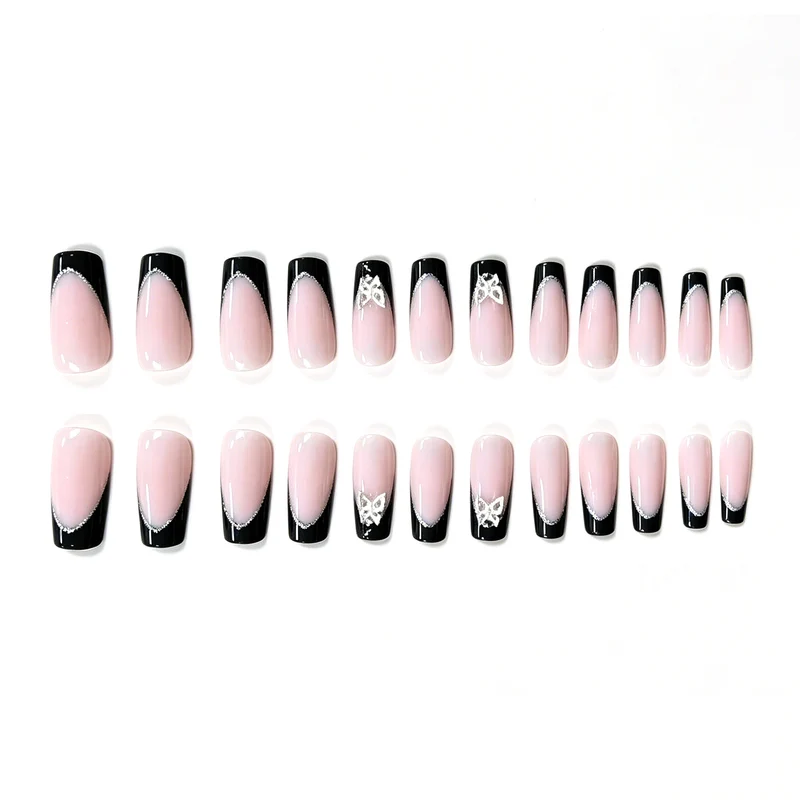 Stylisches Glitzer Französisch Tip Nagelset Karnz