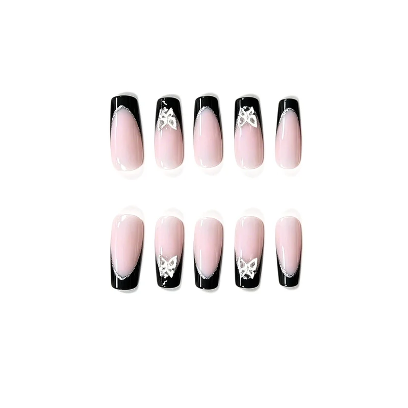 Stylisches Glitzer Französisch Tip Nagelset Karnz