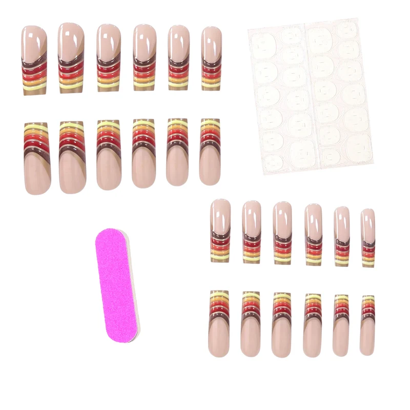 Gestreifte Ombre Acryl-Nagelverlängerungen Karnz