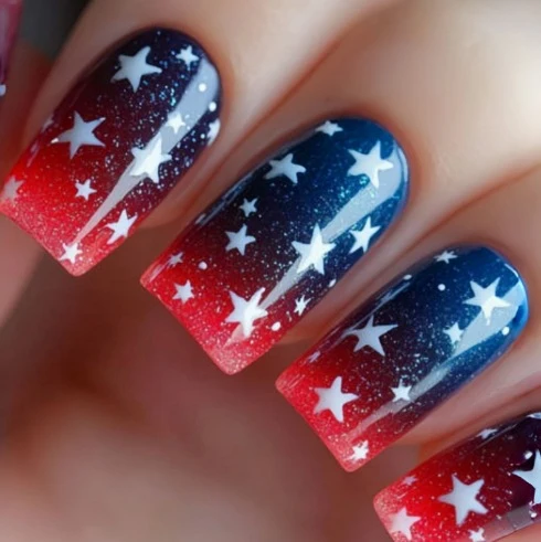Sternenhimmel Ombre Nagelkunst Karnz