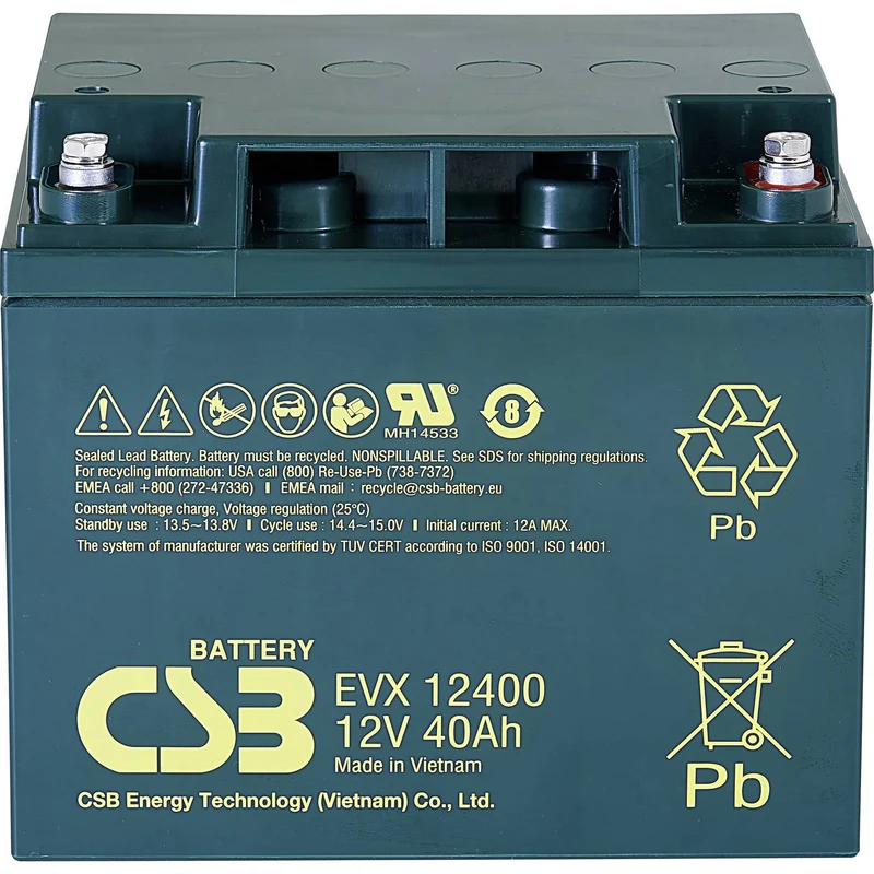 B-Ware CSB Battery Bleiakku Speicherbatterie 12V 40Ah AGM M5 Schraubanschluss EVX12400