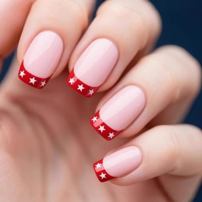 Stern-verzierte French Tip Nagelkunst Karnz