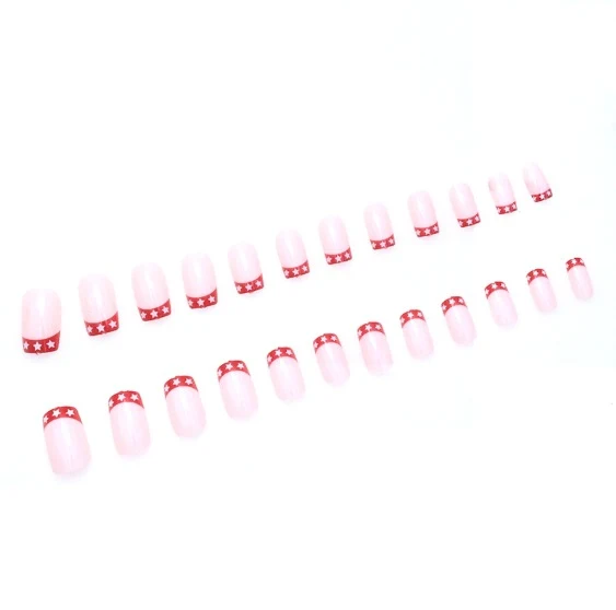 Stern-verzierte French Tip Nagelkunst Karnz