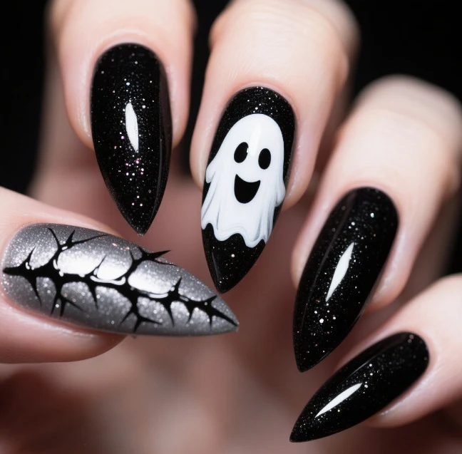 Spooky Ghost-Themen Acryl Nagelkunst Karnz