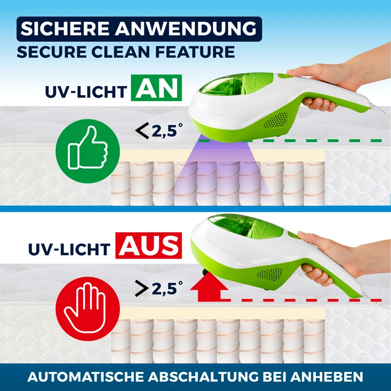 Milbensauger Vibration - HEPA-13-Filter - weiß/limegreen