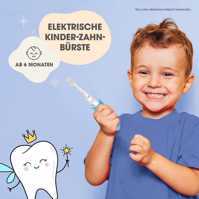 Elektrische Kinder-Zahnbürste mit Smart Timer - Ab 6 Monate* - Blau/Weiß