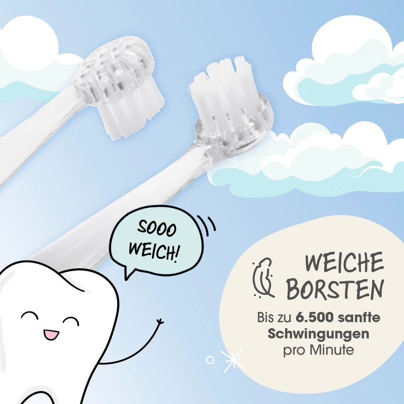 Elektrische Kinder-Zahnbürste mit Smart Timer - Ab 6 Monate* - Blau/Weiß