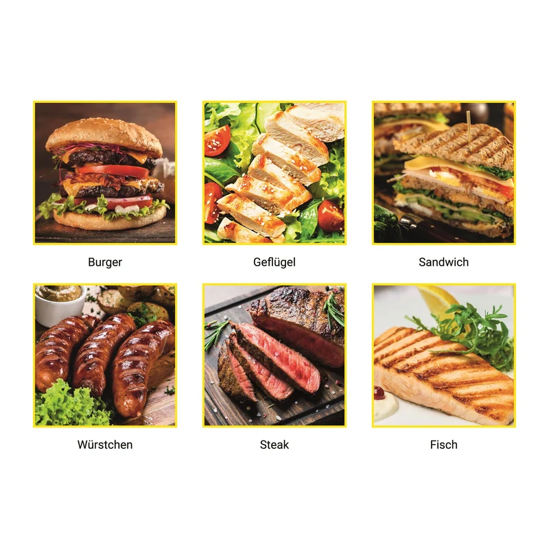 Digital-Kontakt-Grill Midnight Edition - 2000W - Touch-Display mit 6 Grill-Programmen
