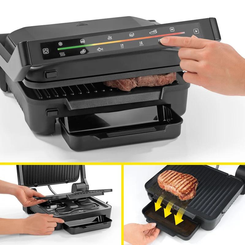 Digital-Kontakt-Grill Midnight Edition - 2000W - Touch-Display mit 6 Grill-Programmen