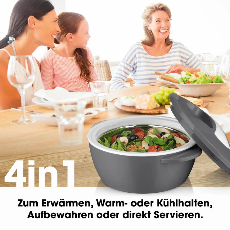 Thermo-Schüssel Mikrowelle - 850 ml - grau/weiß
