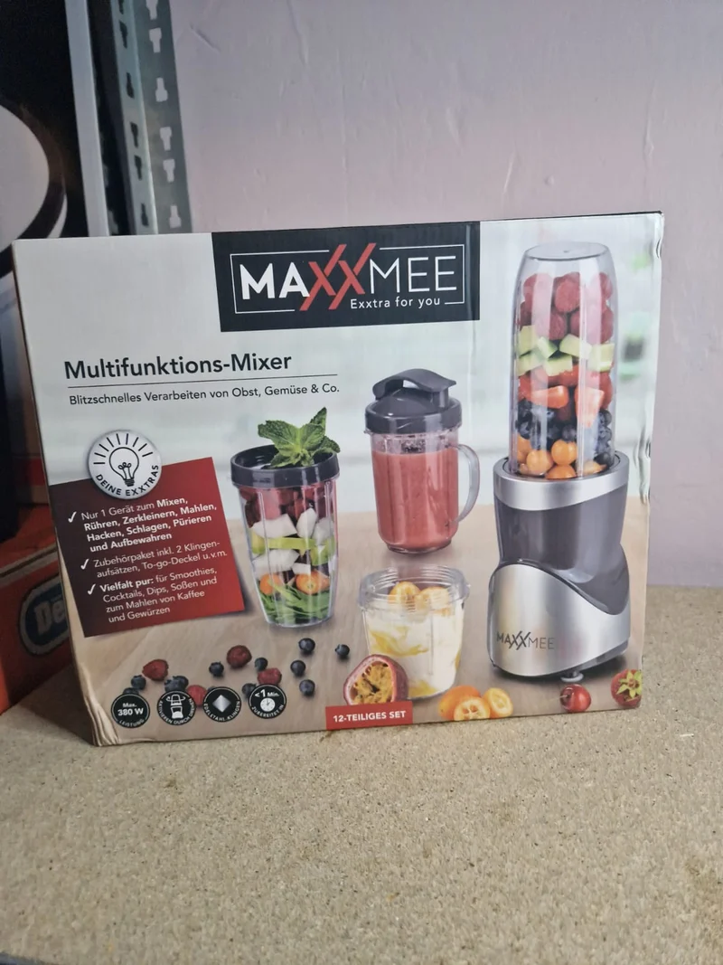 MAXXMEE Multifunktionsmixer 12 Teilig To Go Deckel 380W