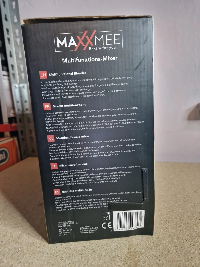MAXXMEE Multifunktionsmixer 12 Teilig To Go Deckel 380W