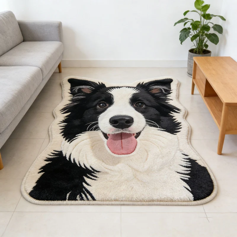 Niedlicher katzenmotivierter, plüschiger Teppich