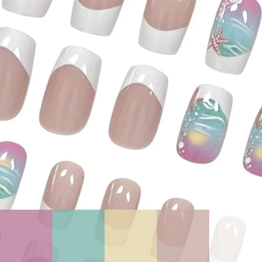 Ozean-Themen Press-On Nagelkunst Karnz