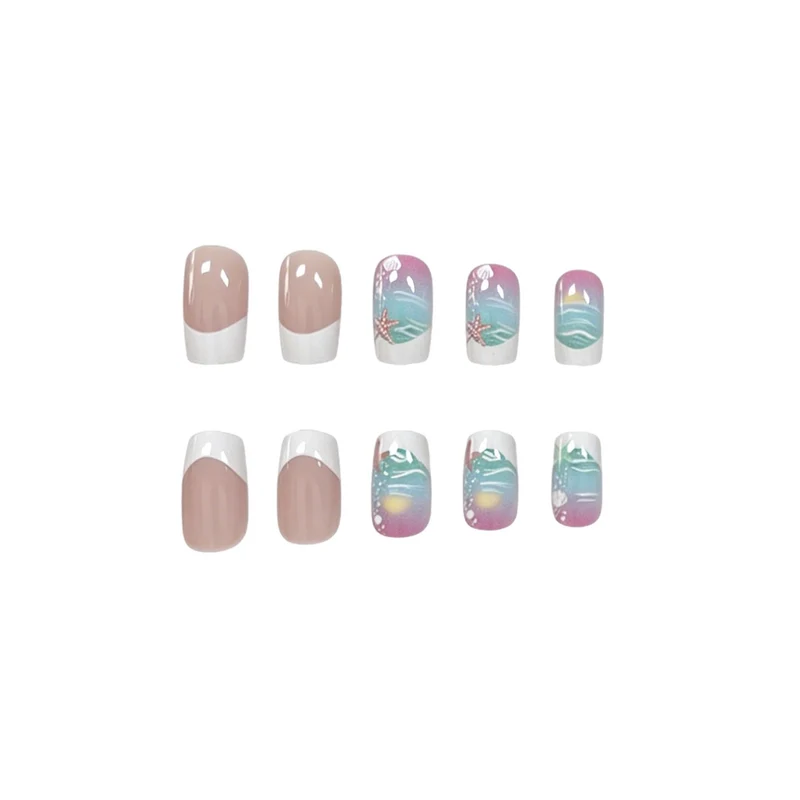 Ozean-Themen Press-On Nagelkunst Karnz