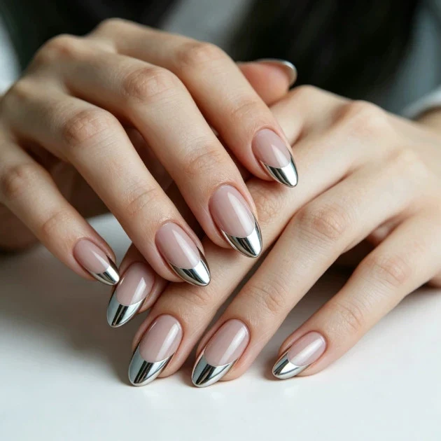 Metallic French Tip Nagelverstärkungen Karnz