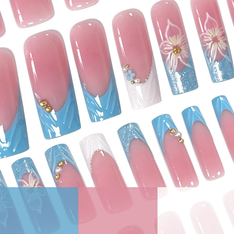 Luxuriöse Florale Acryl-Nagelverlängerungen Karnz