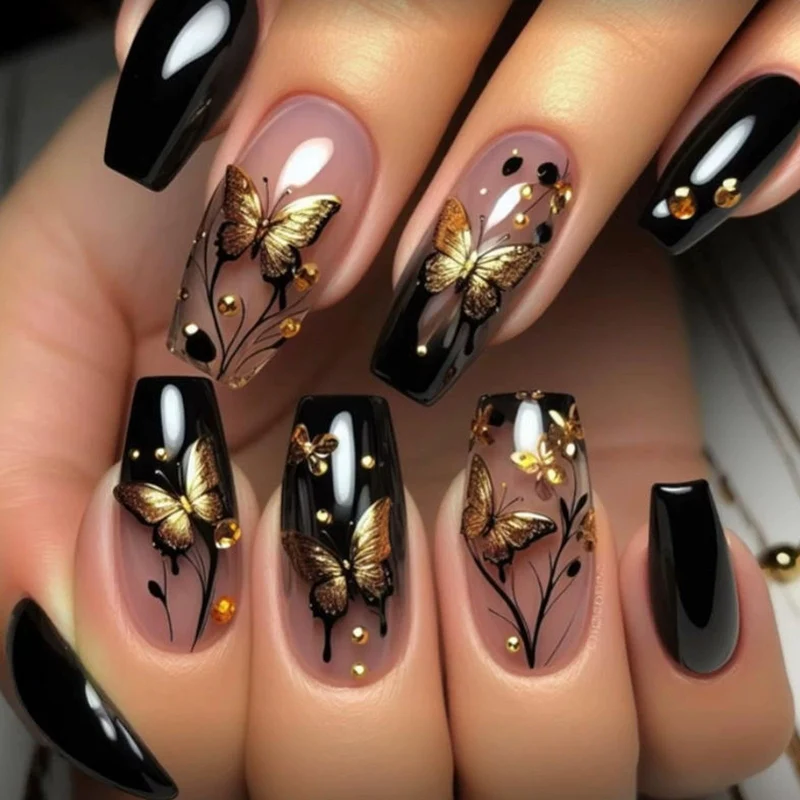 Luxuriöse Schmetterlings-Themen Acryl-Nagelverlängerungen Karnz
