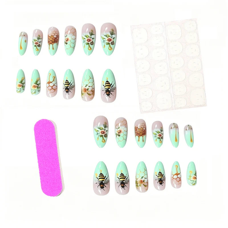 Honigwaben Floral Acryl Nagelkunst Karnz