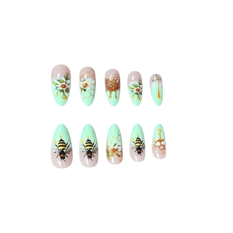 Honigwaben Floral Acryl Nagelkunst Karnz