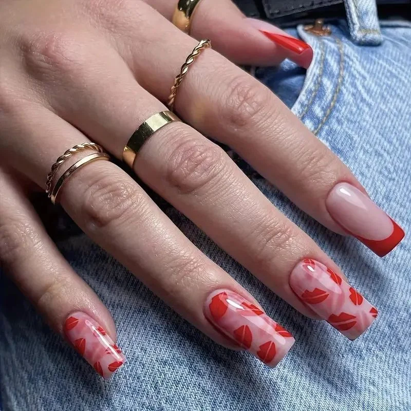 Herz-verzierte Gradient-Nagelkunst-Design Karnz